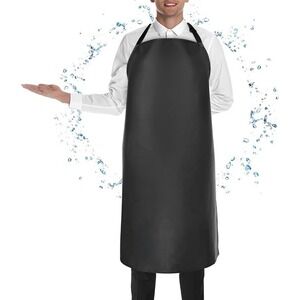 2 Waterproof Heavy Duty Black Apron Adjustable Vinyl Rubber Dishwashing Butcher